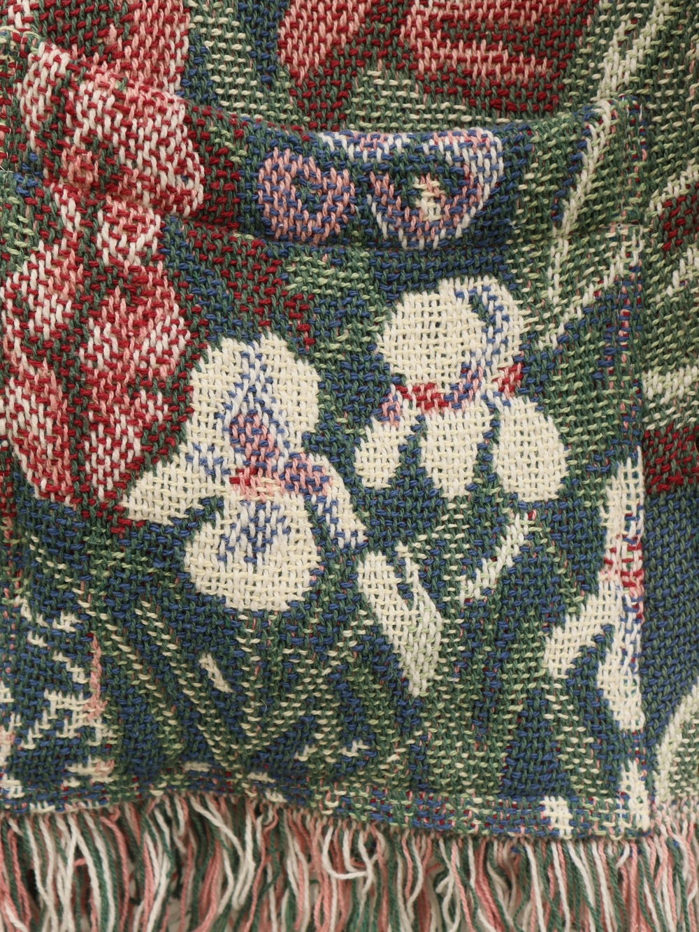Upcycled Vintage Blanket Jacket With Fringe Garden Flowers Cottagecore - Picture 12 of 16